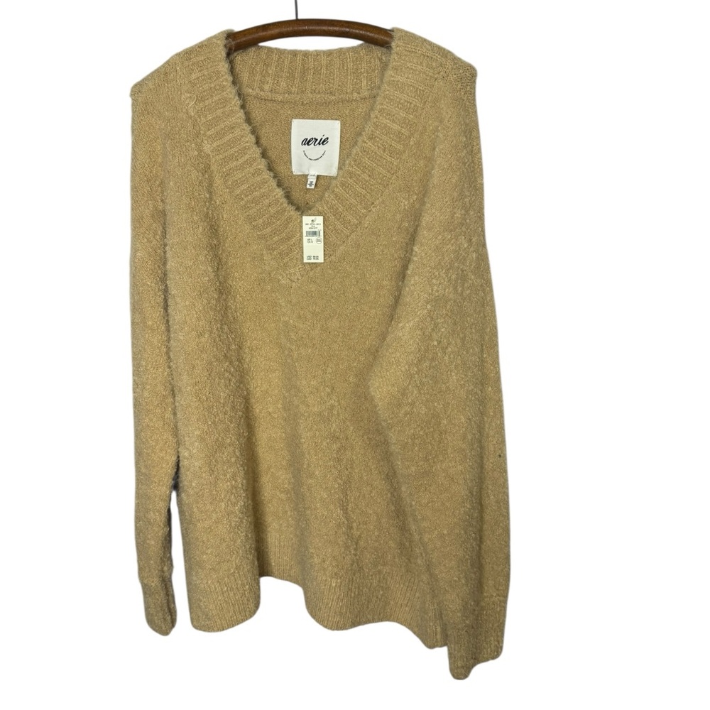 Aerie Teddy Boucle Sweater - Tan size large